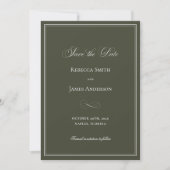 Formele Elegante Klassieke Donkergroene Bruiloft Save The Date (Voorkant)