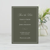 Formele Elegante Klassieke Donkergroene Bruiloft Save The Date (Staand voorkant)
