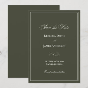 Formele Elegante Klassieke Donkergroene Bruiloft Save The Date