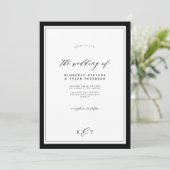 Formele elegante klassieke monogram bruiloft kaart (Staand voorkant)