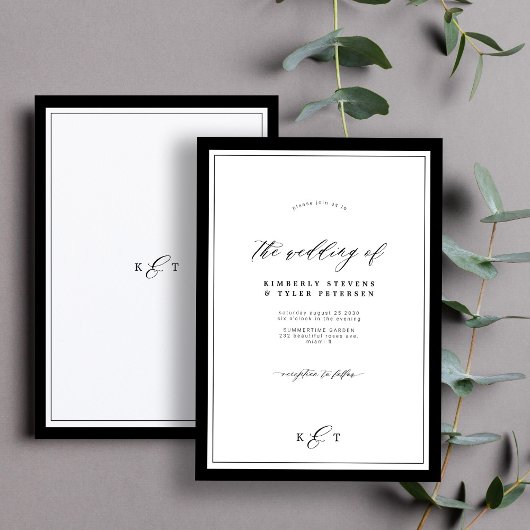 Formele elegante klassieke monogram bruiloft kaart