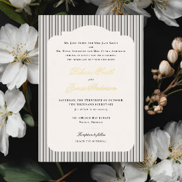 Formele Elegante Klassieke Zwarte Strepen Wedding Folie Uitnodiging