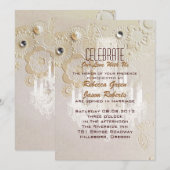 Formele elegante krullen kroonluchter vintage brui kaart (Voorkant / Achterkant)