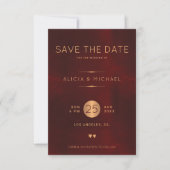 Formele elegante luxe bordeaux gouden bruiloft save the date (Voorkant)