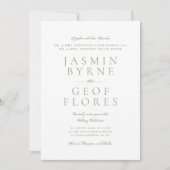 Formele Elegante Mosgroene & Witte Bruiloft Kaart (Voorkant)