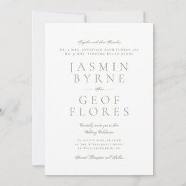 Formele Elegante Mosgroene & Witte Bruiloft Kaart