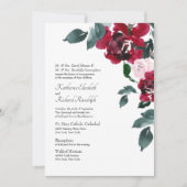 Formele Elegante Roze & Rode Rose Bloemen Bruiloft Kaart (Voorkant)