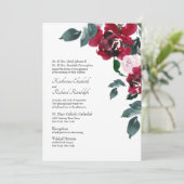 Formele Elegante Roze & Rode Rose Bloemen Bruiloft Kaart (Staand voorkant)