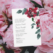 Formele Elegante Roze & Rode Rose Bloemen Bruiloft Kaart