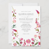 Formele Elegante Roze Waterverf Bloemen Bruiloft Kaart (Voorkant)