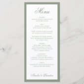 Formele Elegante Sage Green Border Script Wedding Menu (Voorkant)