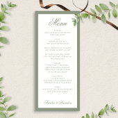 Formele Elegante Sage Green Border Script Wedding Menu