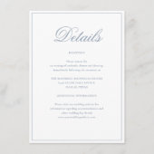 Formele Elegante Stoffige Blauwe Bloemen Bruiloft  Informatiekaartje (Voorkant)