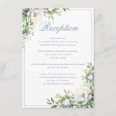 Formele Elegante Stoffige Blauwe Bloemen Huwelijks Informatiekaartje (Voorkant)