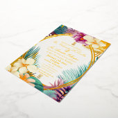 Formele Elegante Tropische Thema Bestemming Bruilo Folie Uitnodiging (Gedraaid)