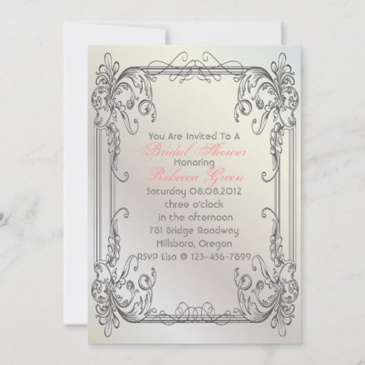 Formele elegante wervelingen Wit  vrijgezellenfees Kaart (Achterkant)