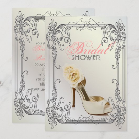 Formele elegante wervelingen Wit  vrijgezellenfees Kaart (Voorkant / Achterkant)