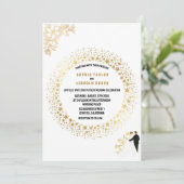 Formele, Elegante Witte en Gouden Monogram Bruilof Kaart (Staand voorkant)