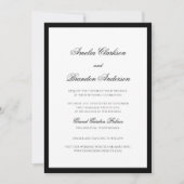 Formele Elegante Zwart & Wit Border Script Wedding Kaart (Voorkant)