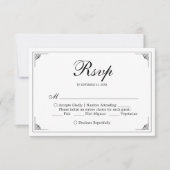 Formele Elegante Zwart-Wit Trouw-RSvp Kaart (Voorkant)