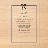 Formele Elegante Zwart-witte Boog Monogram Acryl Uitnodigingen (Voorkant)