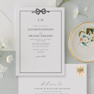 Formele Elegante Zwart-witte Boog Monogram Kaart