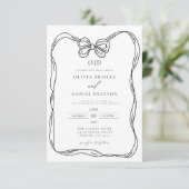 Formele Elegante Zwart-witte Boog Monogram Kaart (Staand voorkant)