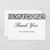  formele elegante zwarte en witte bruiloft bedankkaart (Voorkant / Achterkant)