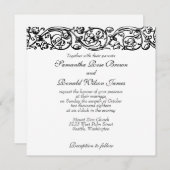  formele elegante zwarte en witte bruiloft kaart (Voorkant / Achterkant)