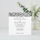  formele elegante zwarte en witte bruiloft kaart (Staand voorkant)