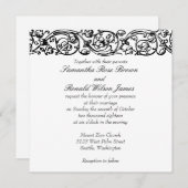  formele elegante zwarte en witte bruiloft kaart (Voorkant / Achterkant)