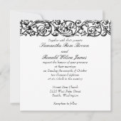 formele elegante zwarte en witte bruiloft kaart (Voorkant)