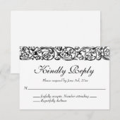  formele elegante zwarte en witte bruiloft RSVP kaartje (Voorkant / Achterkant)