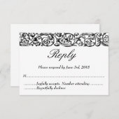  formele elegante zwarte en witte bruiloft RSVP kaartje (Voorkant / Achterkant)