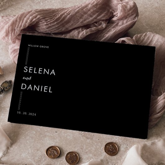 Formele Elegante Zwarte Huwelijk Gouden Folie Gastenboek