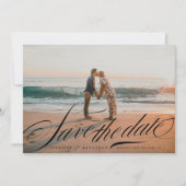 Formele Elegante Zwarte Kalligrafie QR Code Foto Save The Date (Voorkant)