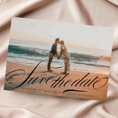 Formele Elegante Zwarte Kalligrafie QR Code Foto Save The Date