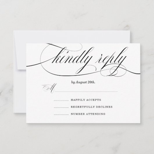 formele elegantie | Zwart Wit Typografie bruiloft RSVP Kaartje (Voorkant)