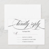 formele elegantie | Zwart Wit Typografie bruiloft RSVP Kaartje (Voorkant / Achterkant)