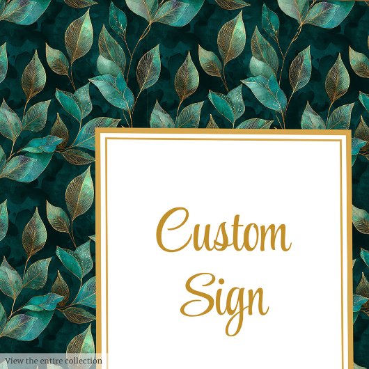 Formele Emerald Green Gold Greenery Wedding Custom Poster