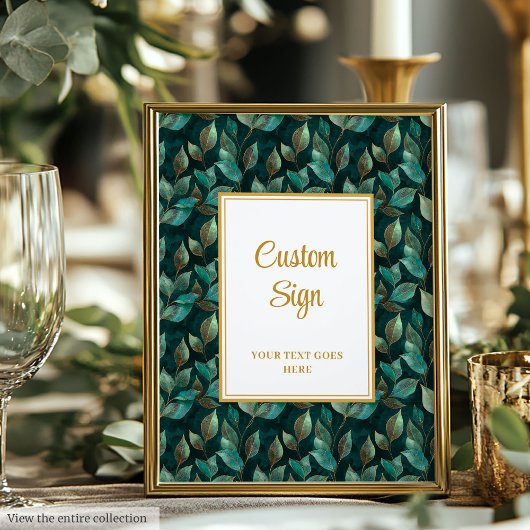 Formele Emerald Green Gold Greenery Wedding Custom Poster
