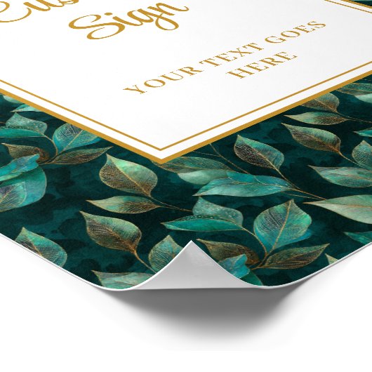 Formele Emerald Green Gold Greenery Wedding Custom Poster (Hoek)