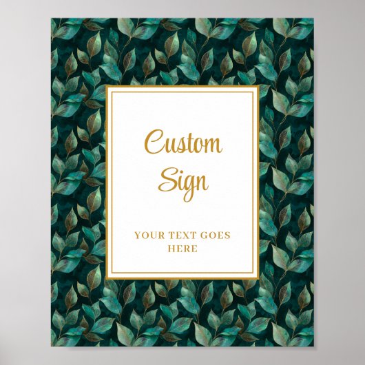 Formele Emerald Green Gold Greenery Wedding Custom Poster (Voorkant)