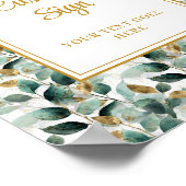 Formele Emerald Green Gold Greenery Wedding Custom Poster (Hoek)