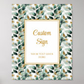 Formele Emerald Green Gold Greenery Wedding Custom Poster (Voorkant)