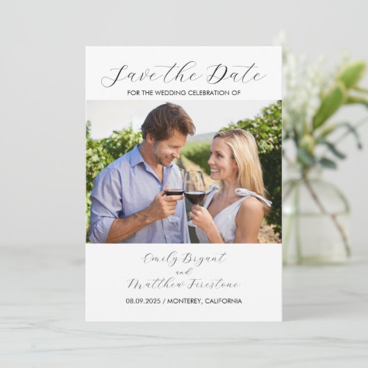 Formele en Elegante Bruiloft Bewaar de Datum Save The Date (Staand voorkant)