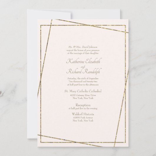 Formele en Elegante Bruiloft Blush Uitnodiging (Voorkant)