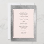 Formele en legante bruiloft roze en zilver uitnodi kaart (Voorkant)