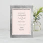 Formele en legante bruiloft roze en zilver uitnodi kaart (Staand voorkant)