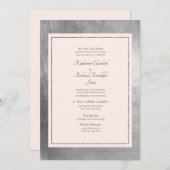 Formele en legante bruiloft roze en zilver uitnodi kaart (Voorkant / Achterkant)